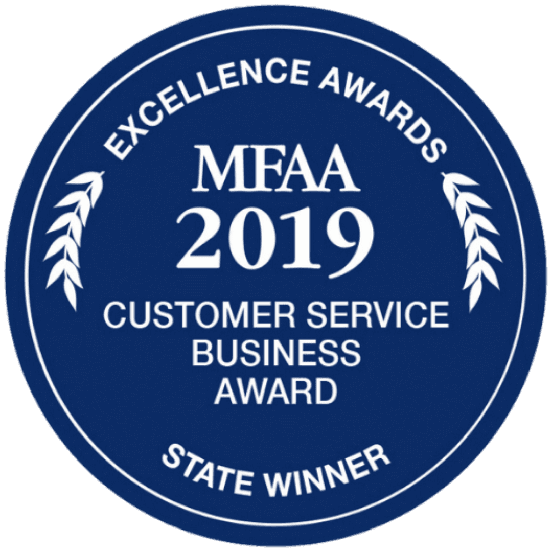 WINNER – 2019 – MFAA – CUSTOMER SERVICE BUSINESS AWARD