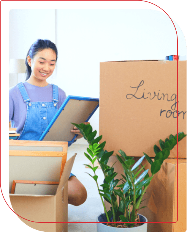 Young girl moving houses