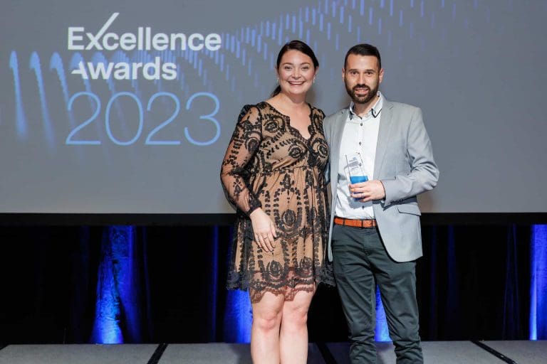 Mathew Denton receiving Best young mortgage broker MFAA state award 2023