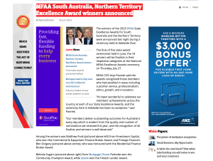 MFAA South Australia, Northern Territory Excellence Award winners announced